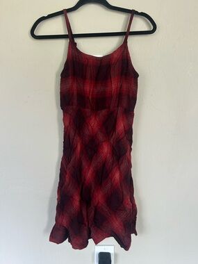 The Commons Girl Dress Plaid Black And Red Size XL (1605)